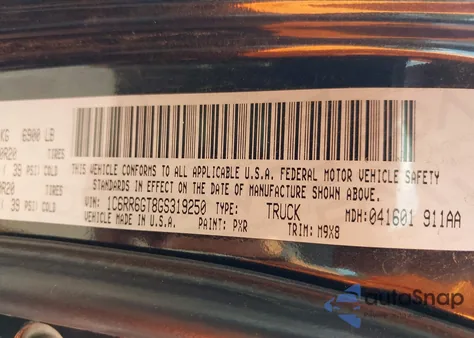 2016 Ram 1500 Big Horn из США, поврежденный, VIN 1C6RR6GT8GS319250